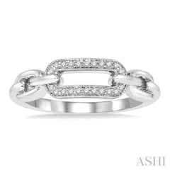 1/10 ctw Round Cut Diamond Paperclip Ring in Sterling Silver