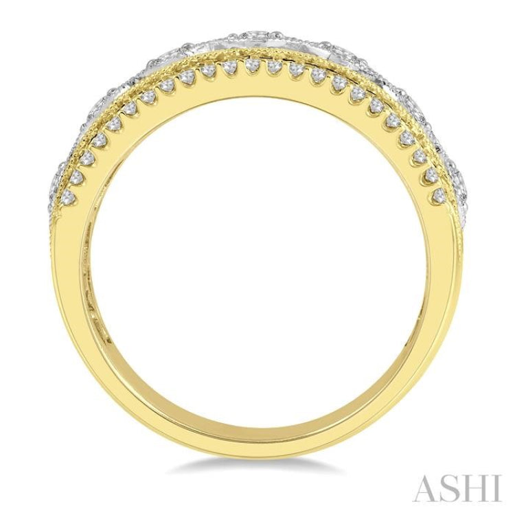 3/8 ctw Lattice Two Tone Round Cut Diamond Fashion Ring in 14K Yellow and White Gold
