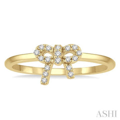 1/10 ctw Bow Cutout Round Cut Diamond Petite Fashion Ring in 10K Yellow Gold