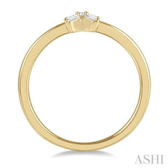 1/10 ctw Cross Baguette and Round Cut Diamond Petite Fashion Ring in 10K Yellow Gold