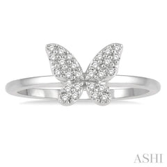 1/6 ctw Butterfly Motif Round Cut Diamond Petite Fashion Ring in 10K White Gold