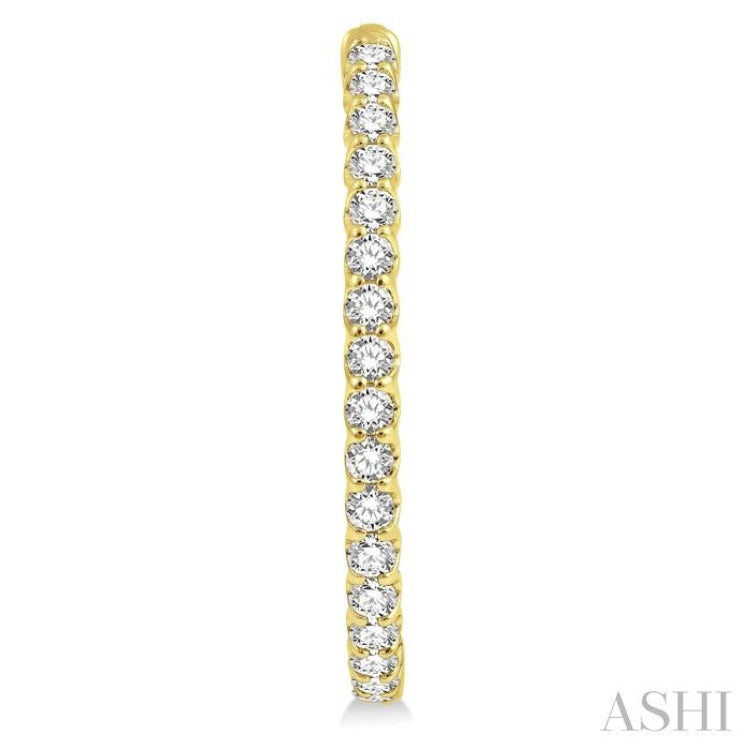 3 ctw Inside-Out Round Cut Diamond Oval Shape Hoop Earrings in 14K Yellow Gold