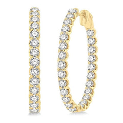 5 ctw Inside-Out Round Cut Diamond Oval Shape Hoop Earrings in 14K Yellow Gold