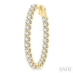 5 ctw Inside-Out Round Cut Diamond Oval Shape Hoop Earrings in 14K Yellow Gold
