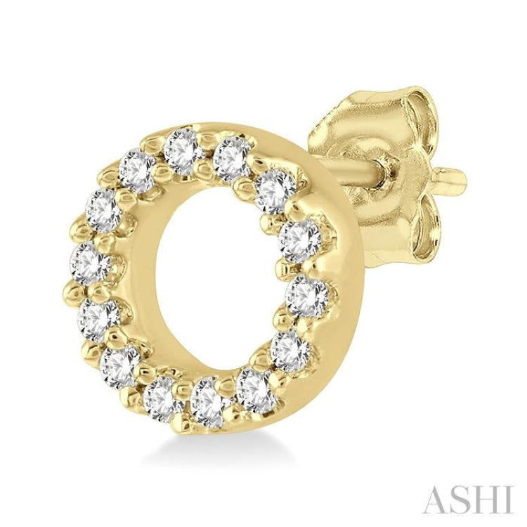 1/10 ctw Circular Round Cut Diamond Petite Fashion Earring in 10K Yellow Gold