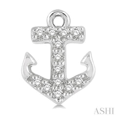 1/10 ctw Anchor Round Cut Diamond Petite Fashion Earring in 10K White Gold