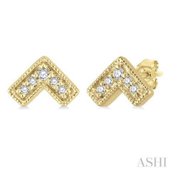 1/20 ctw Inverted Chevron Round Cut Diamond Petite Fashion Earring in 10K Yellow Gold