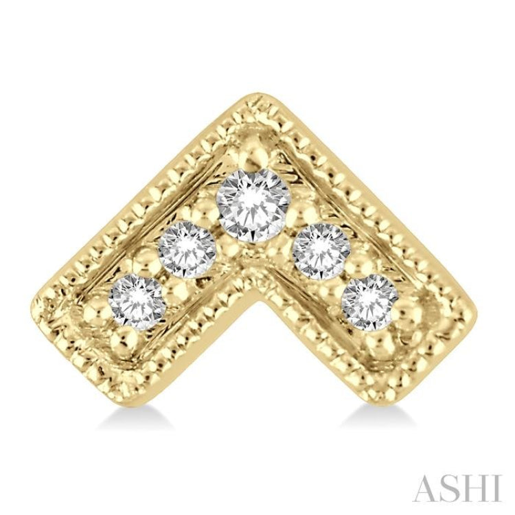 1/20 ctw Inverted Chevron Round Cut Diamond Petite Fashion Earring in 10K Yellow Gold