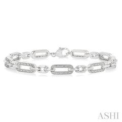 1/6 ctw Round Cut Diamond Paperclip Bracelet in Sterling Silver