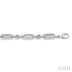 1/6 ctw Round Cut Diamond Paperclip Bracelet in Sterling Silver