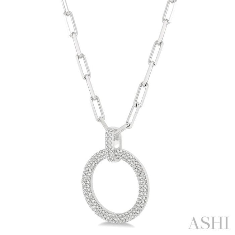 1/2 ctw Circle Of Love Round Cut Diamond Pendant With Chain in 14K White Gold