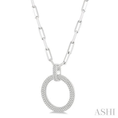 1/2 ctw Circle Of Love Round Cut Diamond Pendant With Chain in 14K White Gold
