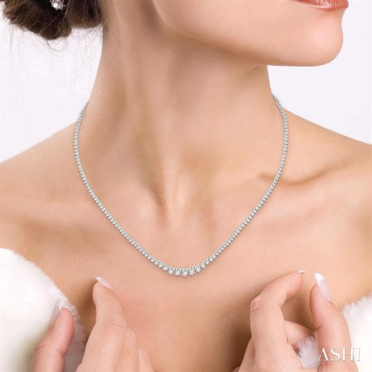 5 ctw Riviera Round Cut Diamond Necklace in 14K White Gold