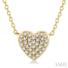 1/8 ctw Heart Charm Round Cut Diamond Petite Pendant in 10K Yellow Gold