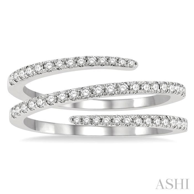 3/8 ctw Open End Round Cut Diamond Fashion Ring in 14K White Gold