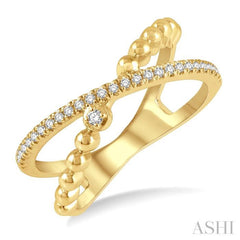 1/6 ctw Criss-Cross Split Shank Round Cut Diamond Fashion Ring in 10K Yellow Gold