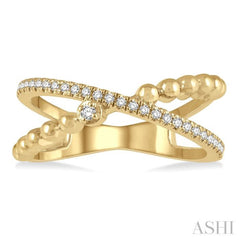 1/6 ctw Criss-Cross Split Shank Round Cut Diamond Fashion Ring in 10K Yellow Gold