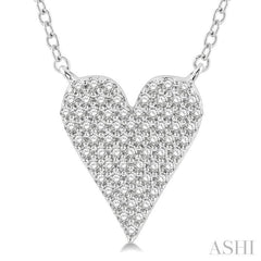 1/4 ctw Heart Charm Round Cut Diamond Fashion Pendant in 10K White Gold