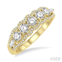 1 ctw Baguette and Round Cut Diamond Fashion Ring in 14K Yellow Gold