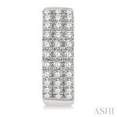 1/2 ctw Triple Row Round Cut Diamond Petite Fashion Huggie Earrings in 14K White Gold