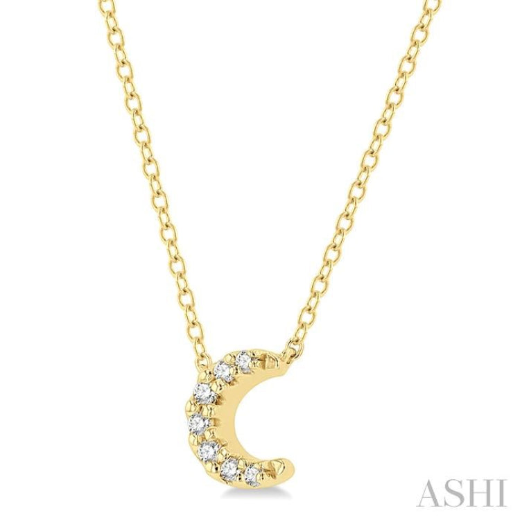 1/20 ctw Crescent Round Cut Diamond Petite Fashion Pendant With Chain in 10K Yellow Gold