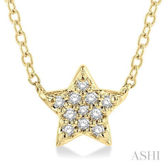 1/10 ctw Star Round Cut Diamond Petite Fashion Pendant With Chain in 10K Yellow Gold
