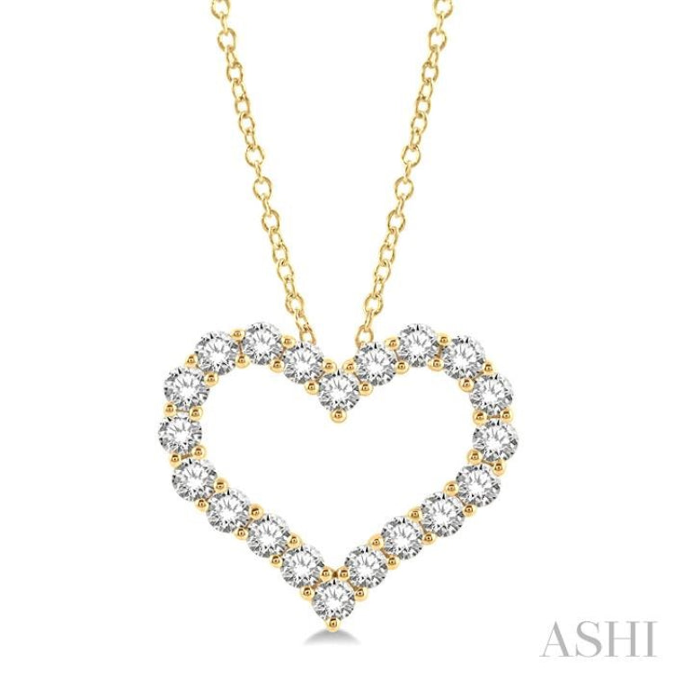 4 ctw Heart Shape Round Cut Diamond Pendant With Chain in 14K Yellow Gold