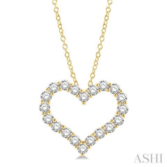 4 ctw Heart Shape Round Cut Diamond Pendant With Chain in 14K Yellow Gold