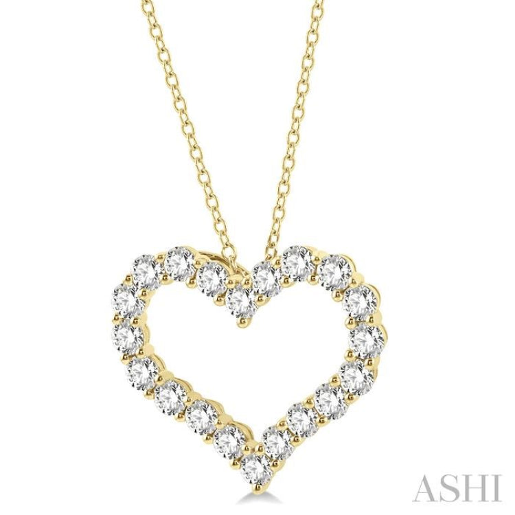 4 ctw Heart Shape Round Cut Diamond Pendant With Chain in 14K Yellow Gold