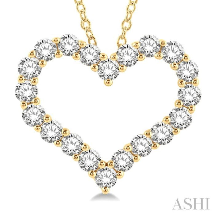 4 ctw Heart Shape Round Cut Diamond Pendant With Chain in 14K Yellow Gold