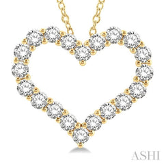 4 ctw Heart Shape Round Cut Diamond Pendant With Chain in 14K Yellow Gold