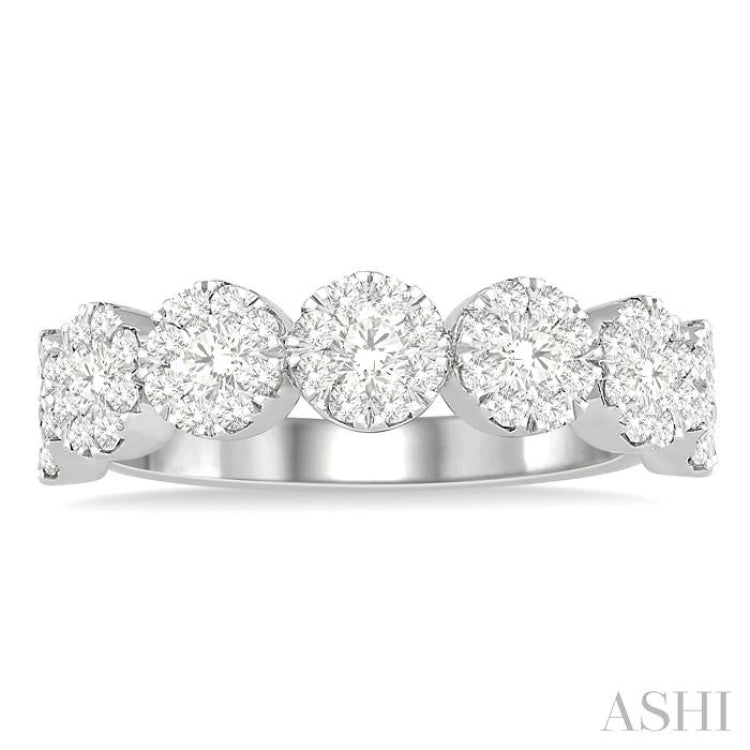 1 ctw Jointed Circular Mount Lovebright Diamond Cluster Ring in 14K White Gold