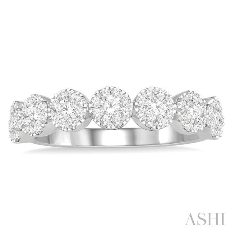 1/2 ctw Jointed Circular Mount Lovebright round Cut Diamond Ring in 14K White Gold