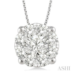 2 ctw Lovebright Round Cut Diamond Pendant in 14K White Gold with Chain