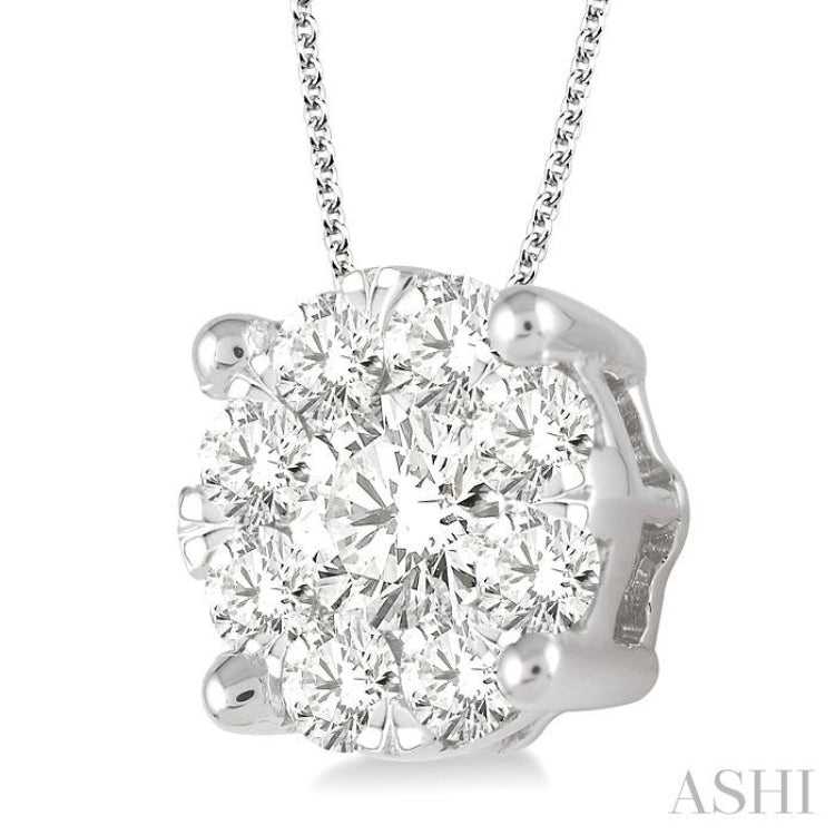 2 ctw Lovebright Round Cut Diamond Pendant in 14K White Gold with Chain