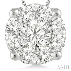 2 ctw Lovebright Round Cut Diamond Pendant in 14K White Gold with Chain