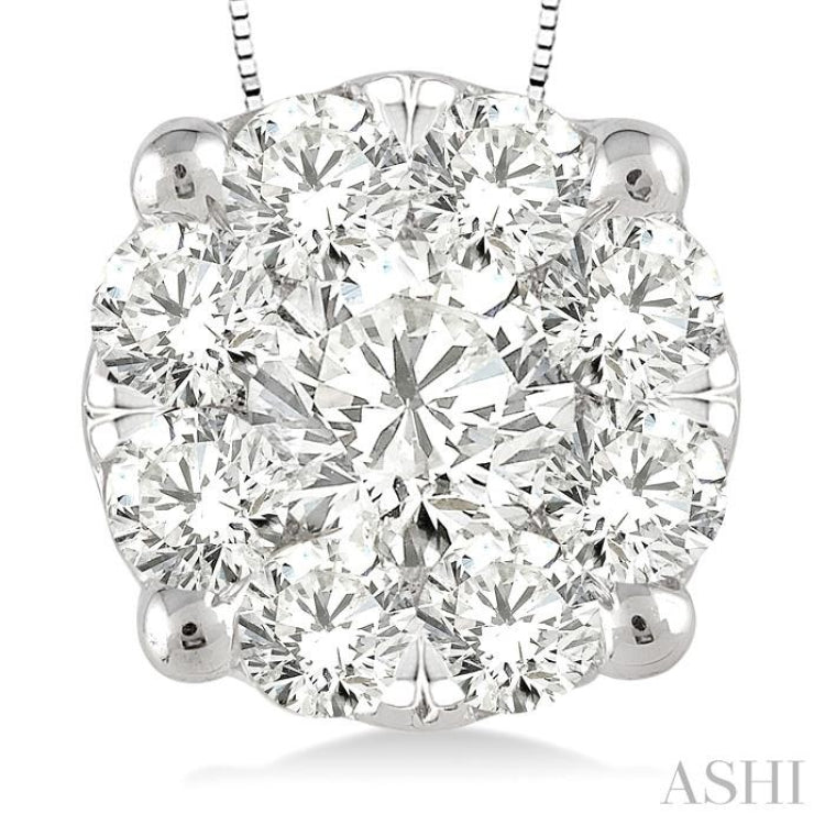 1 ctw Round Cut Lovebright Diamond Pendant in 14K White Gold with Chain