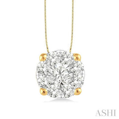 1 ctw Lovebright Round Cut Diamond Pendant in 14K Yellow and White Gold with Chain