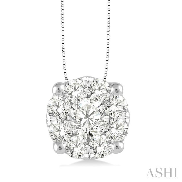 3/4 ctw Lovebright Round Cut Diamond Pendant in 14K White Gold with Chain