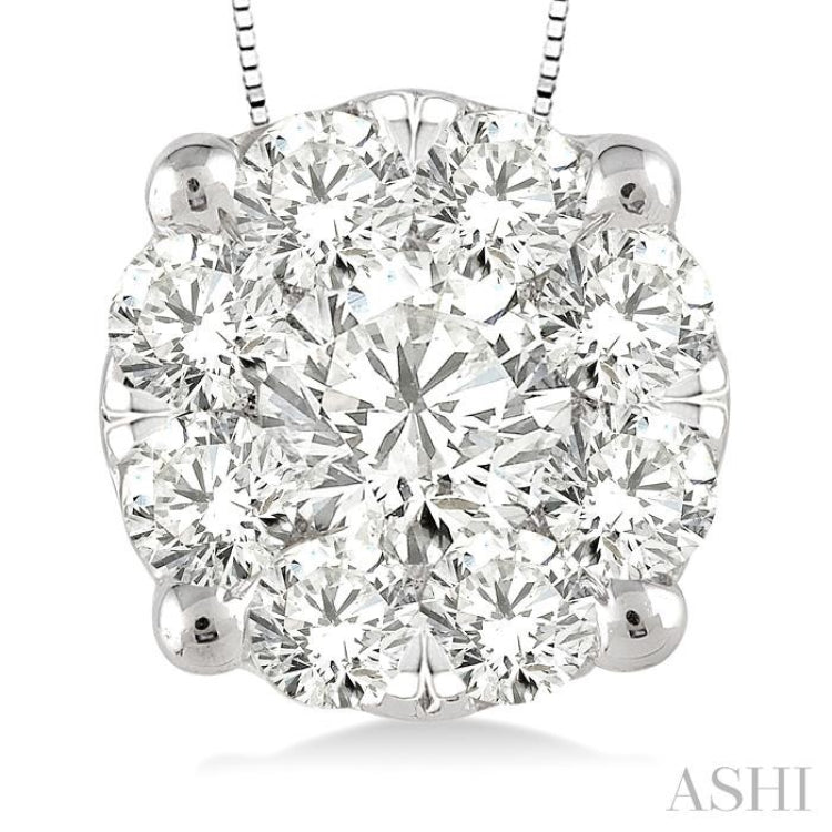 3/4 ctw Lovebright Round Cut Diamond Pendant in 14K White Gold with Chain