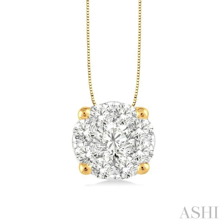 1/3 ctw Lovebright Round Cut Diamond Pendant in 14K Yellow and White Gold with Chain