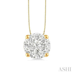 1/3 ctw Lovebright Round Cut Diamond Pendant in 14K Yellow and White Gold with Chain
