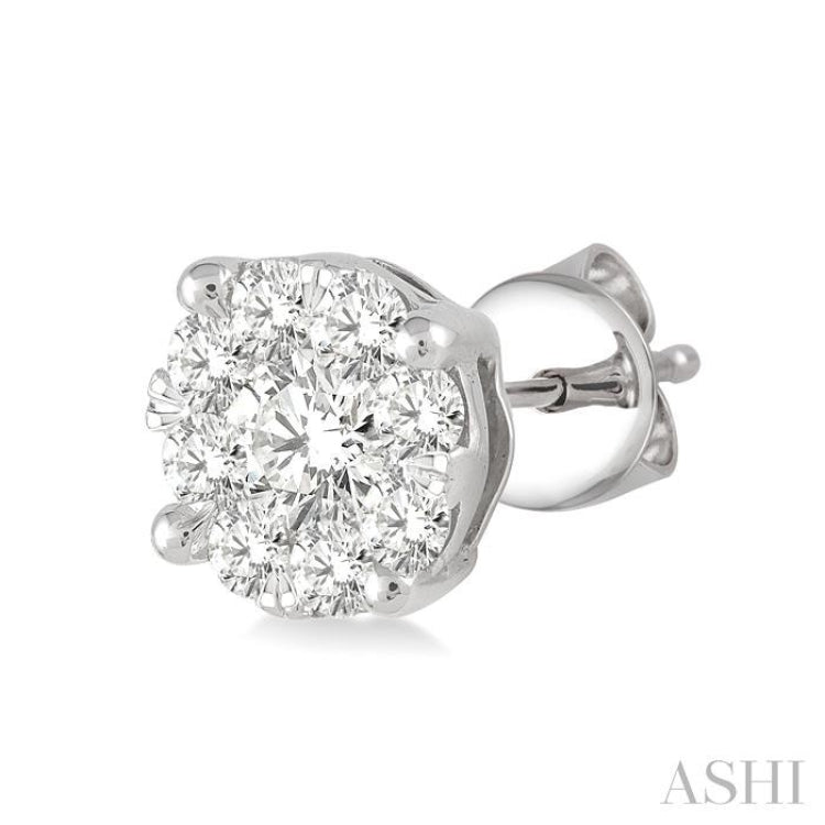 1/6 ctw Lovebright Round Cut Diamond Stud Earrings in 14K White Gold