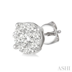 1/6 ctw Lovebright Round Cut Diamond Stud Earrings in 14K White Gold