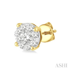 1/6 ctw Lovebright Round Cut Diamond Stud Earrings in 14K Yellow and white Gold