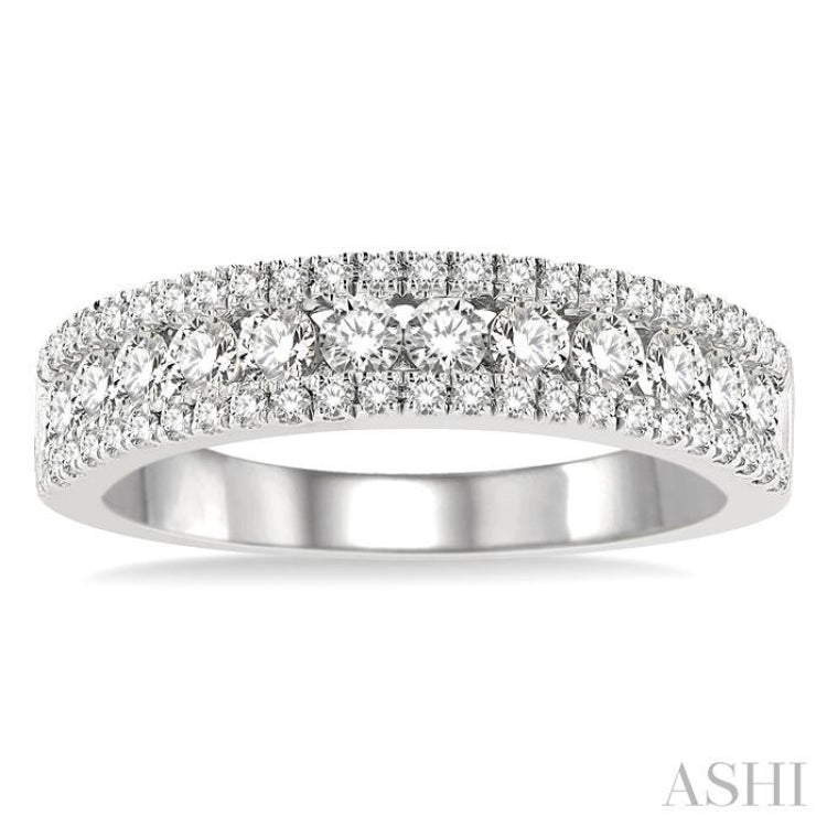 1 ctw Channel Round Cut Diamond Wedding Band in 14K White Gold