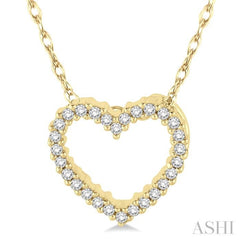 1/10 ctw Round Cut Diamond Heart Pendant in 10K Yellow Gold with Chain