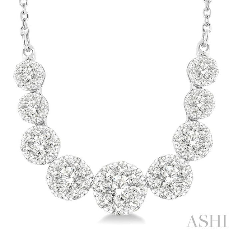1 ctw Round Cut Lovebright Diamond Necklace in 14K White Gold