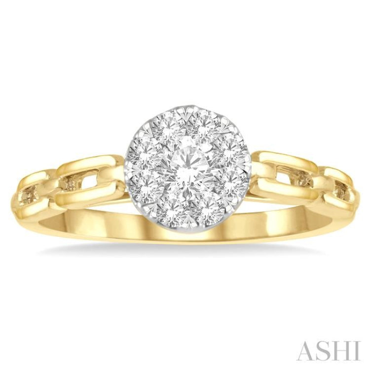 3/8 ctw Lovebright Round Cut Diamond Paperclip Link Engagement Ring in 14K Yellow and White Gold