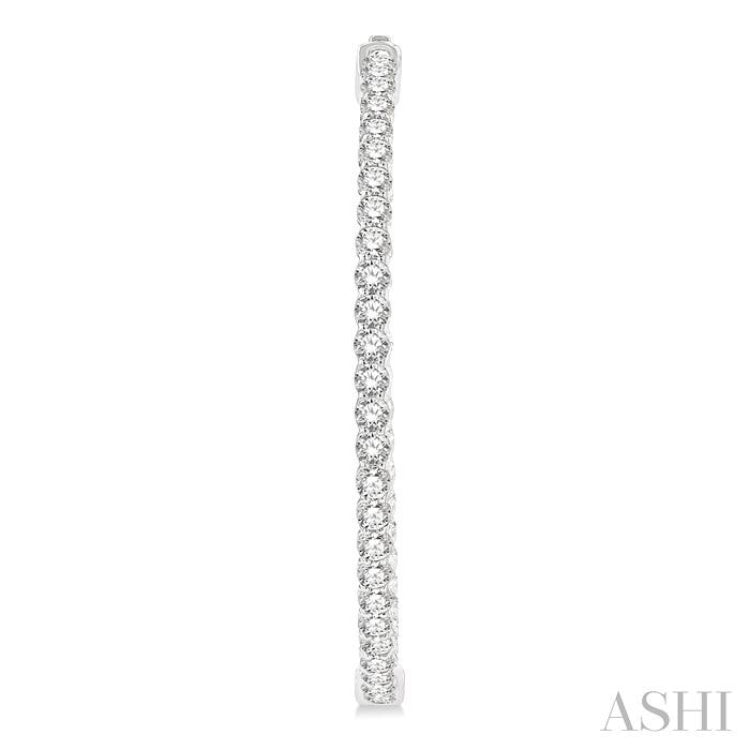 4 ctw Inside-Out Round Cut Diamond 1 1/2 Inch Hoop Earrings in 14K White Gold